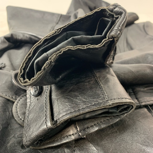 Women’sVintage Sonia & Kyo Black Leather Double-Breasted Jacket - Picture 6 of 11